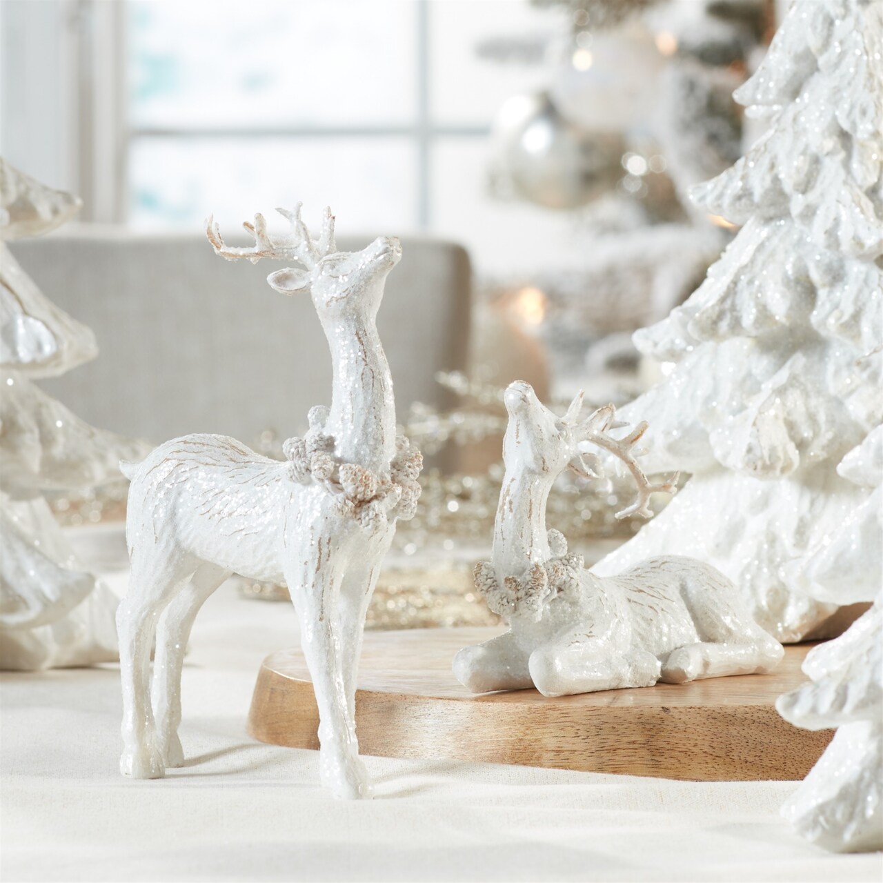 Melrose Standing and Sitting Winter Reindeer Christmas Figurines - 7" - Set of 4